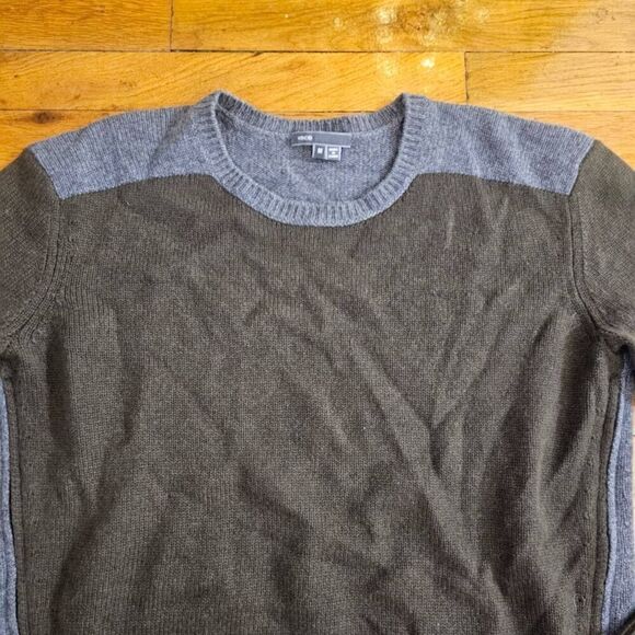 Vince Men’s Crew Neck Sweater Cashmere/Wool Blend Size Medium Green and Gray - Picture 4 of 7
